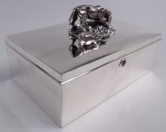  Reed Barton Reed Barton Sterling Silver Cigar Box with Hound Dog Finial - 4239502
