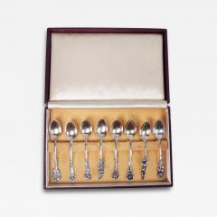  Reed Barton Set of 8 Reed Barton Harlequin Sterling Silver Demitasse Spoons - 4426852