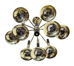  Reggiani Mid Century Italian Reggiani Trumpet Brass Chandelier circa 1970 - 3953125