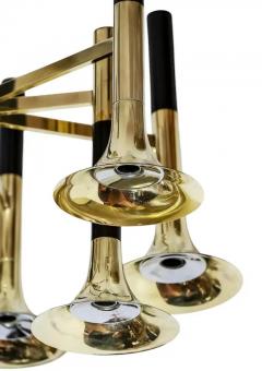  Reggiani Mid Century Italian Reggiani Trumpet Brass Chandelier circa 1970 - 3953128