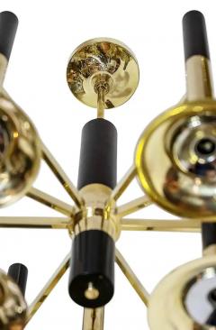  Reggiani Mid Century Italian Reggiani Trumpet Brass Chandelier circa 1970 - 3953131