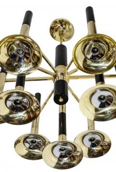  Reggiani Mid Century Italian Reggiani Trumpet Brass Chandelier circa 1970 - 3953132