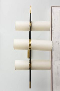  Reggiani Pair of Italian Modern Brass Enameled Parchment Wall Lights Sconces - 4692312