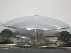  Reggiani Pair of Large Italian Mid Century Modern Chrome Sconces Flush Mounts Reggiani - 4111344