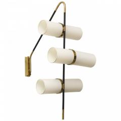  Reggiani Pair of Modern Brass Enameled Parchment Wall Lights Sconces Reggiani - 4163228