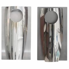  Reggiani Pair of Polished Chrome and Stainless Steel Wall Lights Sconces Reggiani - 4163230