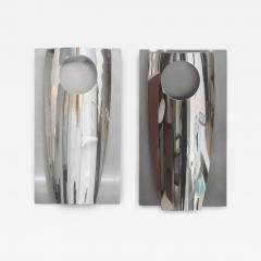  Reggiani Pair of Polished Chrome and Stainless Steel Wall Lights Sconces Reggiani - 4178417