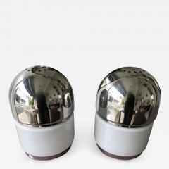  Reggiani Pair of Salt and Pepper Lamps Chrome Opaline Glass by Reggiani Italy 1970 - 798127