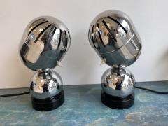  Reggiani Pair of Space Age Metal Chrome Lamps by Reggiani Italy 1970s - 2362079