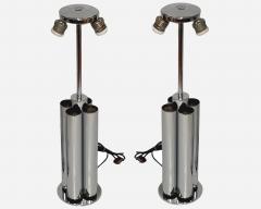  Reggiani Pair of large chromed steel lamps Reggiani Italy circa 1970 - 3915404