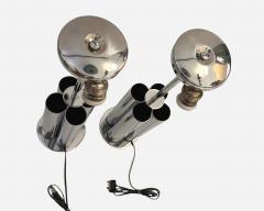  Reggiani Pair of large chromed steel lamps Reggiani Italy circa 1970 - 3915405