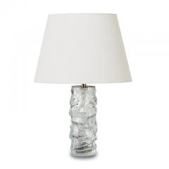  Reijmyre Glasbruk Pair of Brutalist Table Lamps with Rocky Column Bases in Crystal by Reijmyre - 951305