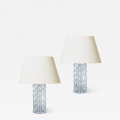  Reijmyre Glasbruk Pair of Mod Table Lamps with Hand Worked Triangle Pattern by Reijmyre - 899278