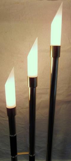  Relco Italian Triple Tube Brass Frosted Glass Shades Mid Century Floor Lamp circa 1985 - 570682