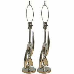  Rembrandt Pair of Rembrandt Nickel Plated Abstract Lamps - 4163137