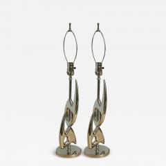  Rembrandt Pair of Rembrandt Nickel Plated Abstract Lamps - 4178392
