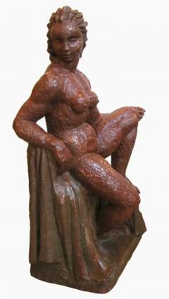  Rene Romage French 1940s Terra Cotta Sculpture of a Woman - 3437885