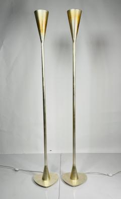  Restoration Hardware Pair of 1950s Style Torchiere Lamps with Silver Leaf - 3108170