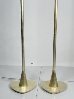  Restoration Hardware Pair of 1950s Style Torchiere Lamps with Silver Leaf - 3108178