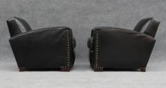  Restoration Hardware Restoration Hardware Leather Library or Lounge Chair Black Leather Brass Studs - 3294169