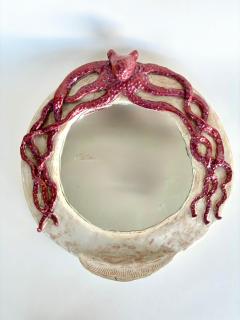  Rexx Fischer Original Ceramic Octopus Mirror with Wood Backing by Florida Artist Rexx Fischer - 4402188