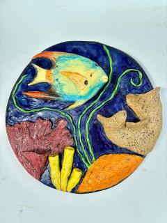  Rexx Fischer Queen Angel Fish Ceramic Wall Sculpture - 4421740