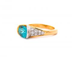  Richard Krementz GIA Certified 5 25 Carat Oval Cut Blue Zircon Diamond Bypass Ring - 3512872