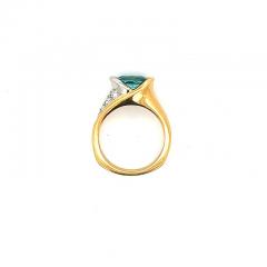  Richard Krementz GIA Certified 5 25 Carat Oval Cut Blue Zircon Diamond Bypass Ring - 3512911