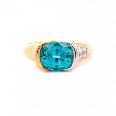  Richard Krementz GIA Certified 5 25 Carat Oval Cut Blue Zircon Diamond Bypass Ring - 3600730
