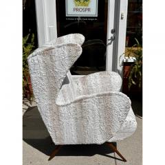  Richard Shapiro Studiolo Richard Shapiro Studiolo Modernist Faux Rabbit Wing Back Chair - 3263619