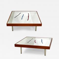  Rimadesio 1970s Italian Post Modern Pair of Mirrored Cherry Wood Eglomise Coffee Tables - 3504456