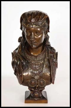  Rimbez C An Exquisite French Multi Patinated Orientalist Bronze Bust of Beauty - 3880366