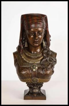  Rimbez C An Exquisite French Multi Patinated Orientalist Bronze Bust of Saida by Rimbez - 3880350