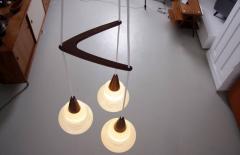  Rispal Rispal Three Glass Shade Pendant Lamp France 1950s - 551521