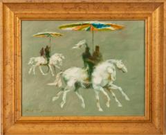  Robert J Lee Original Oil Painting by Robert J Lee of Horses Riders W Umbrellas - 3952565