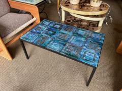  Robert Jean Cloutier Ceramic blue coffee table by Cloutier France 1960s - 4363582