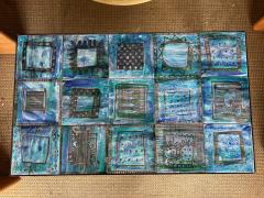  Robert Jean Cloutier Ceramic blue coffee table by Cloutier France 1960s - 4363583