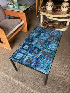  Robert Jean Cloutier Ceramic blue coffee table by Cloutier France 1960s - 4363586