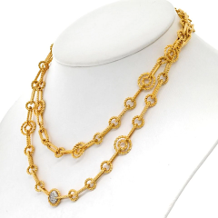  Roberto Coin ROBERTO COIN 18K YELLOW GOLD 30 INCHES LONG TWISTED LINK NECKLACE - 3462298