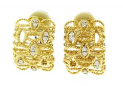  Roberto Coin ROBERTO COIN YELLOW GOLD BAROCCO CLIP EARRINGS WITH DIAMONDS - 3396698