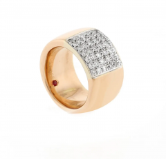  Roberto Coin Roberto Coin 18kt Rose Gold and Wide Diamond Band - 4118101