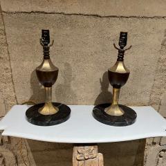  Roberto Mito Block 1960s Modernism Table Lamps Gold Black Goblet Round Marble Base Mexico - 2638132