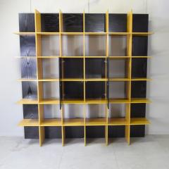  Roberto Pamio Noti Massari Renato Toso Roberto Pamio Renato Toso for Stilwood Grid Bookcase Ash and Black Lacquer 70s - 4644866