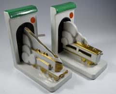  Robj Co Art Deco Cubist Train Bookends - 315938