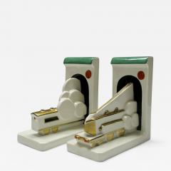  Robj Co Art Deco Cubist Train Bookends - 316508