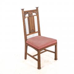  Robson Sons Robson Sons Set of 4 Arts Crafts oak dining chairs with carved floral backs - 4185857
