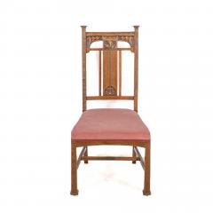  Robson Sons Robson Sons Set of 4 Arts Crafts oak dining chairs with carved floral backs - 4185859