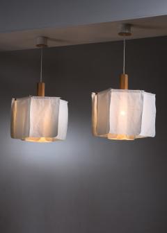  Robygge AB Pair of Erik Asmussen pine and fabric pendants - 2114437