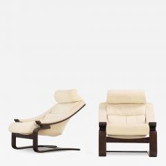  Roche Bobois A Pair of French Leather Cantilevered Lounge Chairs C 1970 Roche Bobois  - 4378998