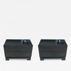  Roche Bobois POST MODERN BLACK LACQUERED NIGHTSTANDS BY PIERRE CARDIN FOR ROCHE BOBOIS - 3742989